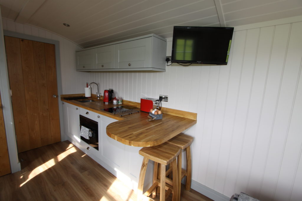 Hebridean Hut interior with tv